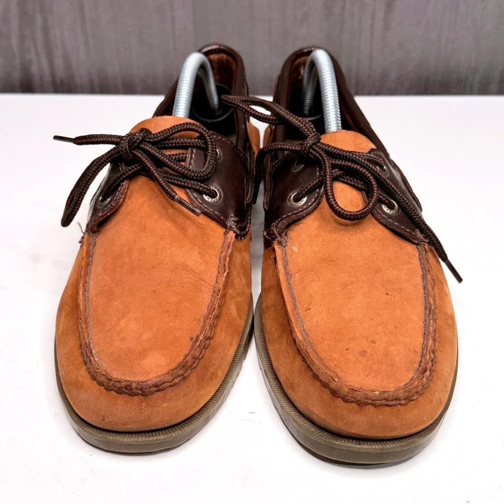 Sperry Top-Sider Boat Shoes Mens Sz 9.5 Leeward 2 Eye Tan Brown Leather 0777896